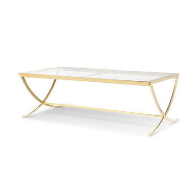 Saber Leg Cocktail Table, Mirrored Brass