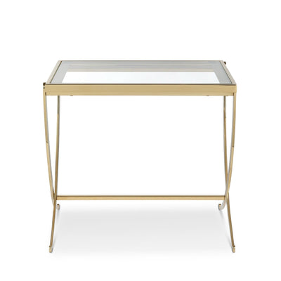 Saber Leg End Table, Mirrored Brass