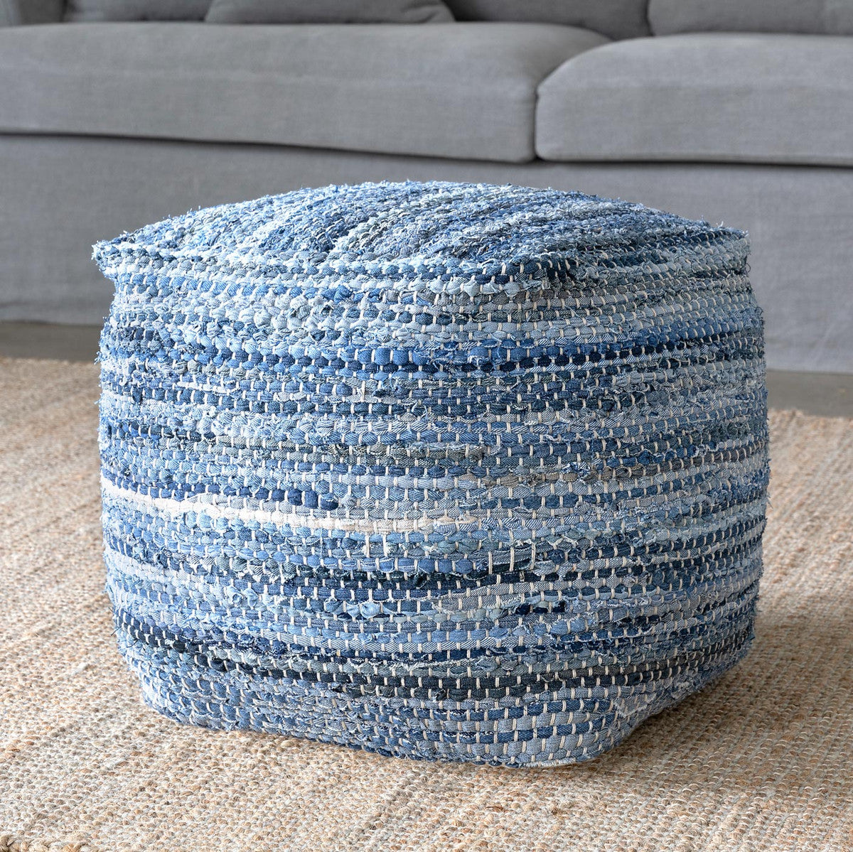 Seaside Denim Pouf