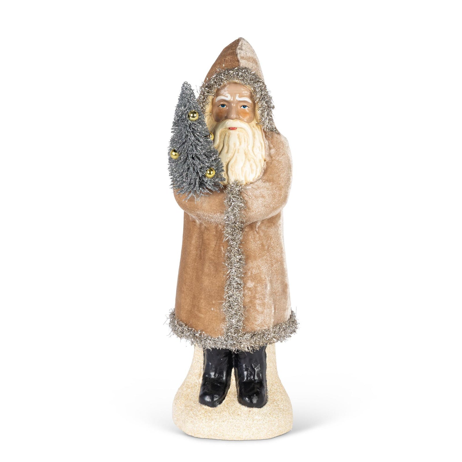 Paper Mache Santa with Tree, 12"H