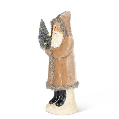 Paper Mache Santa with Tree, 12"H