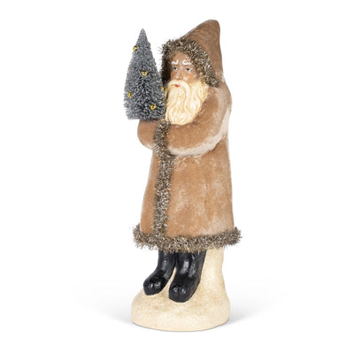 Paper Mache Santa with Tree, 17"H