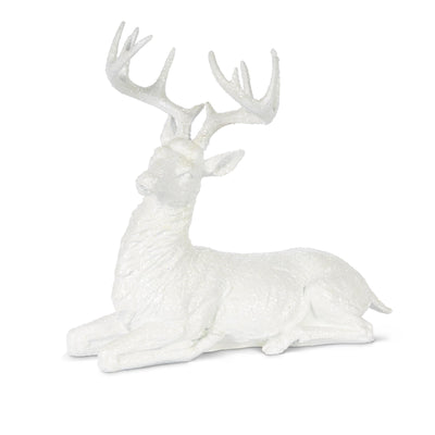 White Polyresin Laying Deer, 12"H