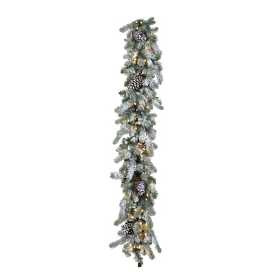 Blue Spruce Garland LED Lights with Snow, 6'