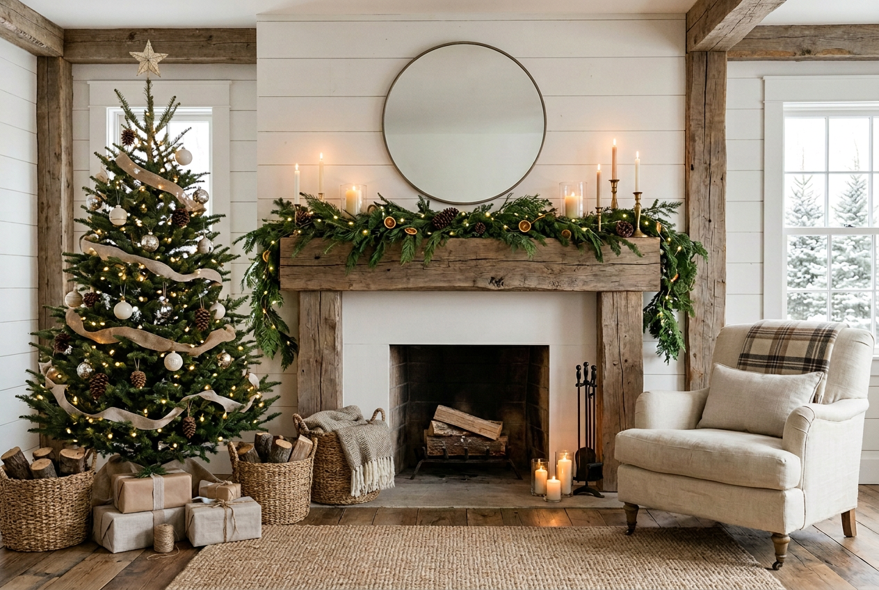 Farmhouse Christmas background without text