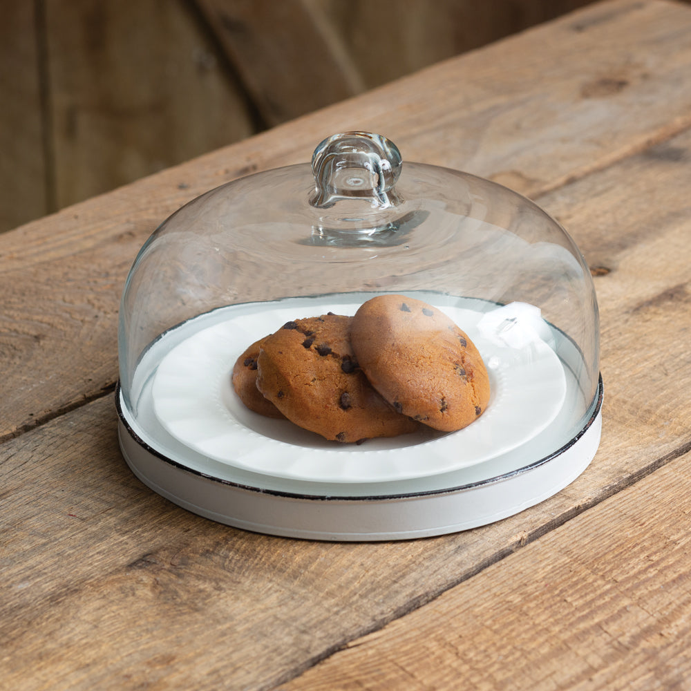 Chippy Dessert Base with Glass Cloche
