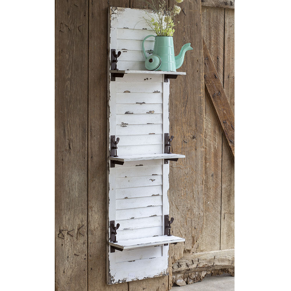 Farmhouse Chic Window Shutter with Shelves
