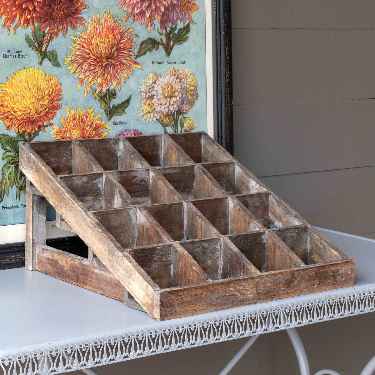 Wooden Seed Packet Organizer with Recycled Paper Dividers - Seed