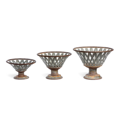 Woven Metal Footed Bowl - Set of 3
