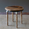Round Wood Display Table with Metal Apron