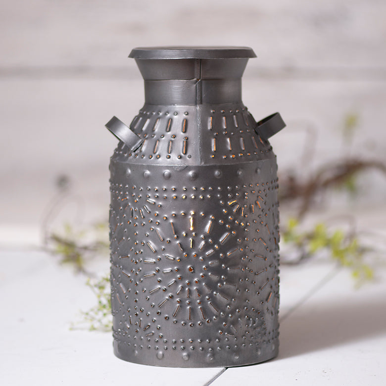 Antique Tin Milk Can Accent Light